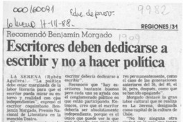 Escritores deben dedicarse a escribir y no a hacer política  [artículo] Rubén Aguilera.