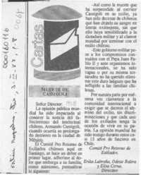 Muerte de Cassigoli  [artículo] Odette Baltra.