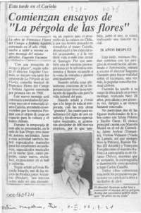 Comienzan ensayos de "La pérgola de las flores"  [artículo].