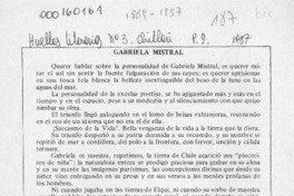 Gabriela Mistral  [artículo] Lola Arteaga Muñoz.