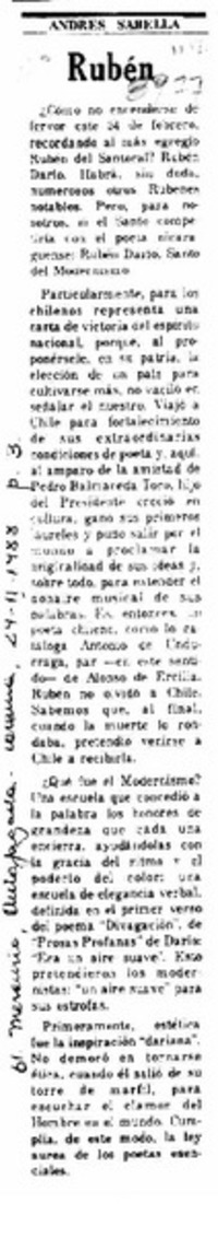 Rubén  [artículo] Andrés Sabella.