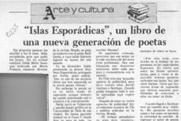 "Islas esporádicas", un libro de una nueva generación de poetas  [artículo].