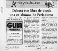 Debuta con libro de poesía una ex alumna de periodismo  [artículo].