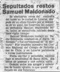 Sepultados restos Samuel Maldonado  [artículo].