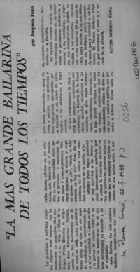 "La más grande bailarina de todos los tiempos"  [artículo] Javier Moreno Tapia.