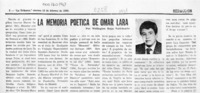 La memoria poética de Omar Lara  [artículo] Wellington Rojas Valdebenito.
