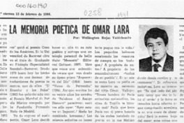 La memoria poética de Omar Lara  [artículo] Wellington Rojas Valdebenito.