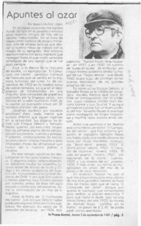 Apuntes al azar  [artículo] Marino Muñoz Lagos.