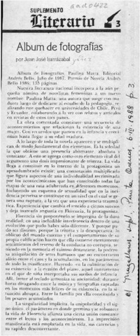 Album de fotografías  [artículo] Juan José Irarrázabal.