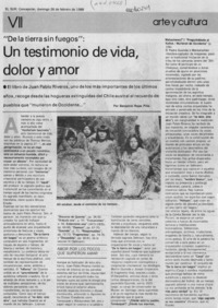 "De la tierra sin fuegos", un testimonio de vida, dolor y amor
