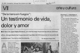 "De la tierra sin fuegos", un testimonio de vida, dolor y amor