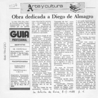 Obra dedicada a Diego de Almagro  [artículo].