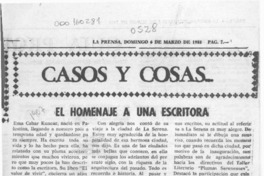 El homenaje a una escritora  [artículo] Alfredo Villarroel.