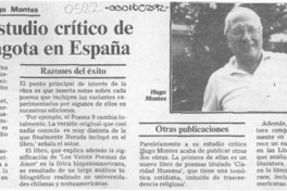 Libro con estudio crítico de Neruda se agota en España  [artículo].