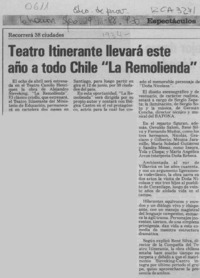 Teatro Itinerante llevará este año a todo Chile "La remolienda"  [artículo].