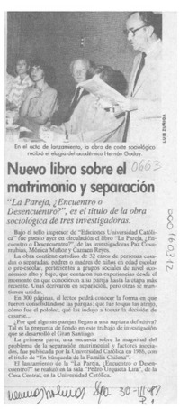 Nuevo libro sobre el matrimonio y separación  [artículo]