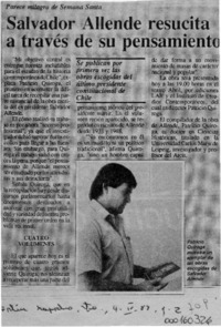 Salvador Allende resucita a través de su pensamiento  [artículo].