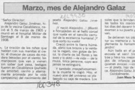 Marzo, mes de Alejandro Galaz  [artículo] Juan Meza Sepúlveda.