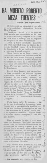 Ha muerto Roberto Meza Fuentes