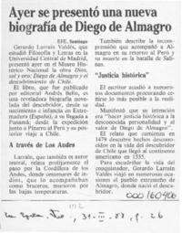 Ayer se presentó una nueva biografía de Diego de Almagro  [artículo].