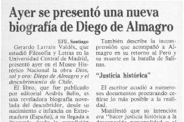 Ayer se presentó una nueva biografía de Diego de Almagro  [artículo].
