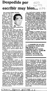 Despedido por escribir muy bien --  [artículo] Lautaro Robles Alvarez.