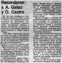 Recordaron a A. Galaz y O. Castro