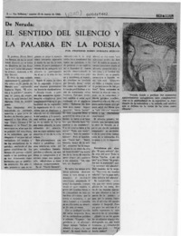 De Neruda, el sentido del silencio y la palabra en la poesía  [artículo] Mario Morales Burgos.