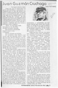 Juan Guzmán Cruchaga  [artículo] Marino Muñoz Lagos.