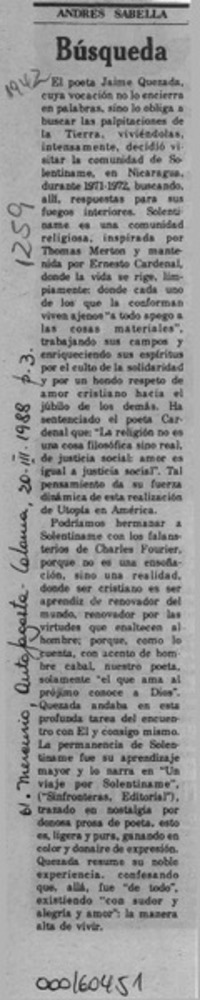 Búsqueda  [artículo] Andrés Sabella.