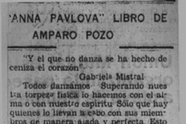 "Anna Pavlova" libro de Amparo Pozo  [artículo] Alejandro Lavín Concha.