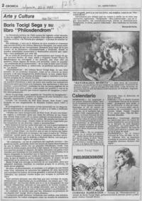 Boris Tocigl Sega y su libro "Philosdendrom"