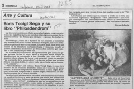 Boris Tocigl Sega y su libro "Philosdendrom"