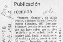 Publicación recibida  [artículo].