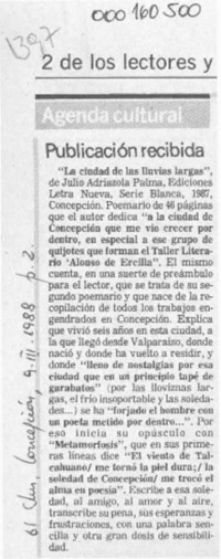 Publicación recibida  [artículo].