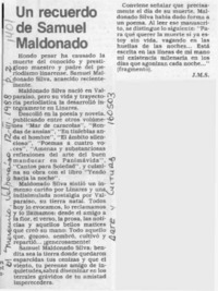 Un recuerdo de Samuel Maldonado  [artículo] J. M. S.