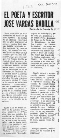 El poeta y escritor José Vargas Badilla  [artículo] Darío de la Fuente D.
