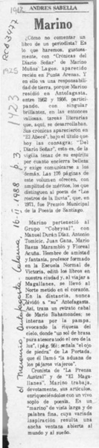 Marino  [artículo] Andrés Sabella.