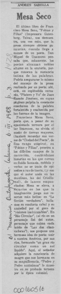 Mesa Seco  [artículo] Andrés Sabella.
