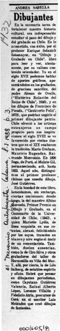 Dibujantes  [artículo] Andrés Sabella.