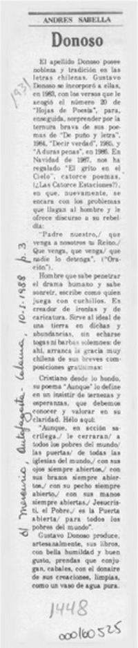 Donoso  [artículo] Andrés Sabella.