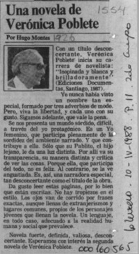 Una novela de Verónica Poblete  [artículo] c Hugo Montes.