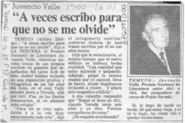 "A veces escribo para que no se me olvide"  [artículo] Arturo Zúñiga.
