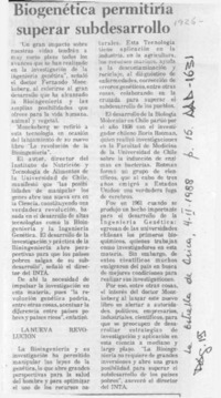 Biogenética permitiría superar desarrollo  [artículo].