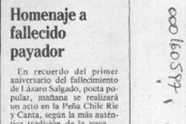 Homenaje a fallecido payador  [artículo].