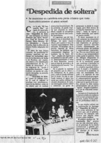 "Despedida de soltera"  [artículo] Sergio Palacios.