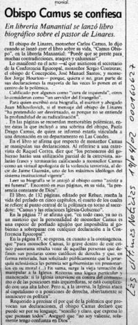 Obispo Camus se confiesa  [artículo].