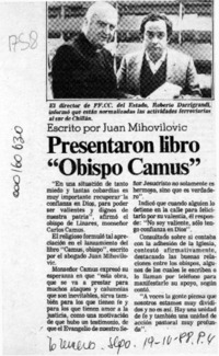 Presentaron libro "Obispo Camus"