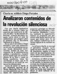 Analizaron contenidos de la revolución silenciosa  [artículo].