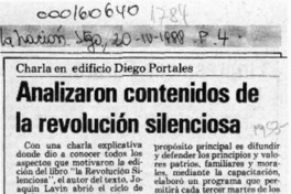Analizaron contenidos de la revolución silenciosa  [artículo].